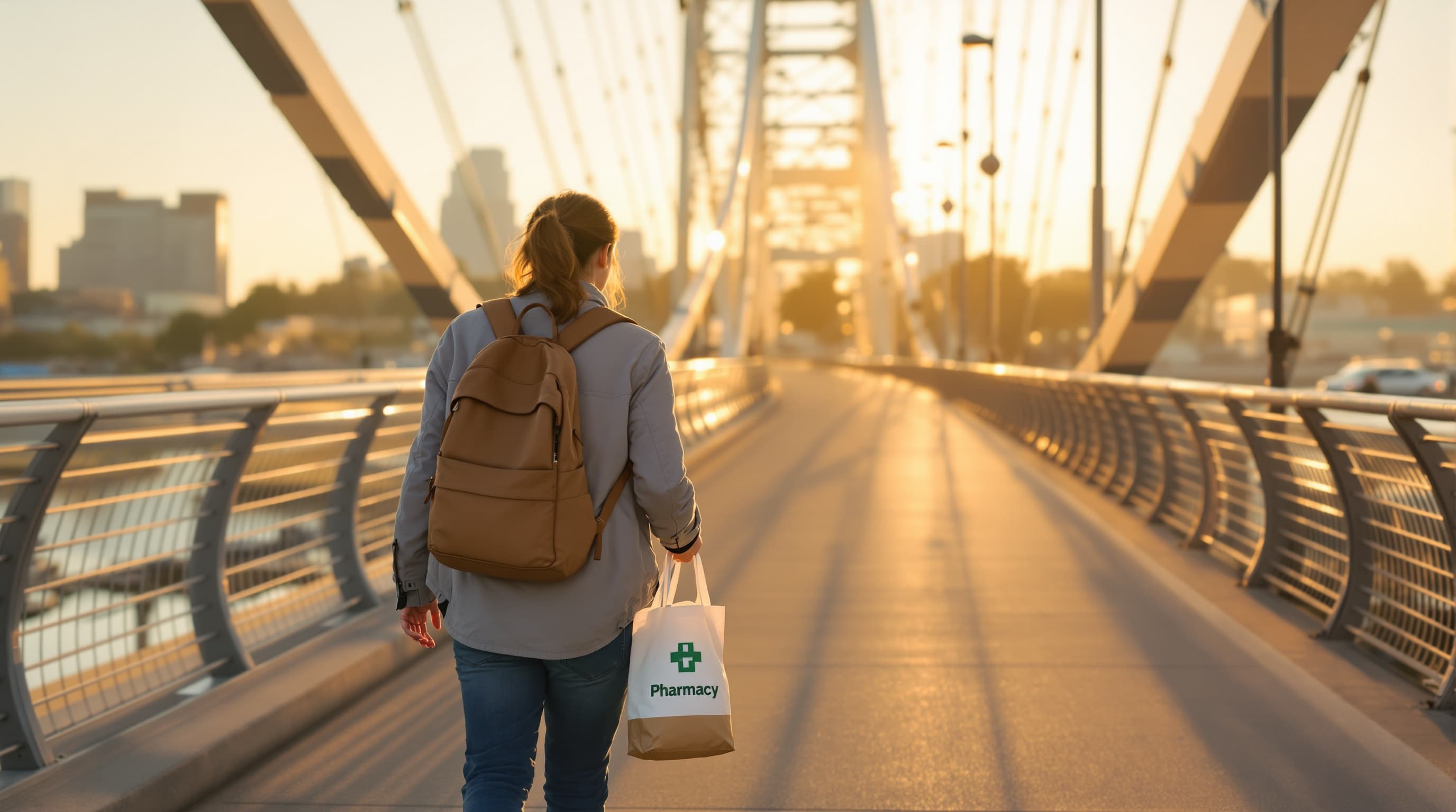 Walking across the international bridge back to Texas with pharmacy purchases — a routine trip for thousands of Americans every week